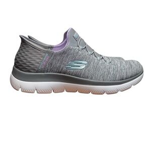 Skechers Women's Summits Slip-Ins Wide Fit Gray Walking Shoes Sneakers Size 9